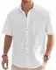 J.VER Leinenhemd Herren Hemd Kurzarm Leinenshirt Freizeithemd Businesshemd Sommer Casual Regular Fit Shirt,Weiß,M