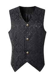 Mittelalterliche Renaissance Steampunk Weste Für Männer Einreihige Anzugweste Brokatweste Schwarz M