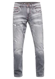 Jeanshose Herren Jeans 'ODAR' Regular Fit Stretch 'Kontrastnaht' Jeans-Hose Stone-Washed Destroyed Freizeit-Hose 234, Farbe:Grey Used, Größe Jeans L32:32W / 32L