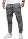 Elegancity Graue Jogginghose Herren Cargohose Einfarbig Hose Männer Causal Sporthose Elastische Freizeithose mit 6 Tasche M