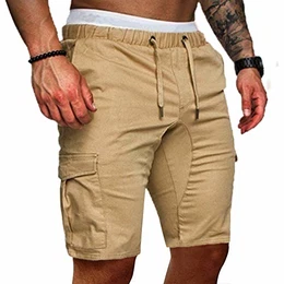 Herren Shorts Sommer Chino Jeans Kurze Hosen Stretch Jogger Cargo Shorts Slim-Fit(M,175Khaki)