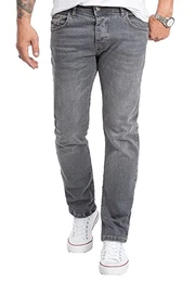 Herren Jeans Regular Fit Stretch Jeans Männerhose Herrenjeans Denim Hosen Herrenhose Straight Cut Stonewashed RC-2276 Grau W33 L30