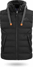 Herren Weste Steppweste mit Swaet Kapuze und Stehkragen - Outdoor Weste mit Wasserdichten Reißverschlüssen Farbe Schwarz-Yuquot Größe M