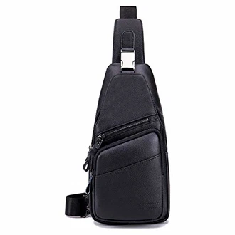 MANNUOSI Herren Schultertaschen Crossbody Tasche Schwarz