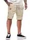JMIERR Shorts Herren Sommer Freizeit Chino Stretch Baumwolle Elastische Taille mit Taschen Beige M