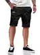 JMIERR Kurze Hosen Herren Shorts Herren Sommer Chino Baumwolle Elastische Taille mit Taschen Schwarz M