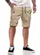 JMIERR Kurze Hosen Herren Shorts Herren Sommer Chino Baumwolle Elastische Taille mit Taschen Khaki S