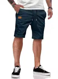 Cargo Shorts Herren Baumwolle Chino Shorts Herren Sommer Freizeit Chino Stretch mit Taschen Blau M