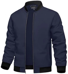 TACVASEN Herren Bomberjacke Übergangsjacke Stehkragen  Marineblau