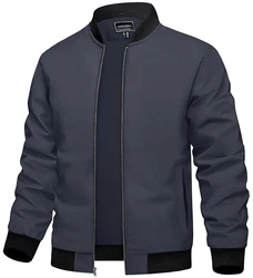 TACVASEN Herren Bomberjacke Übergangsjacke Stehkragen  Kohlengrau
