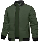 TACVASEN Herren Bomberjacke Übergangsjacke Stehkragen  Armeegrün