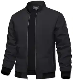 Leichte Sommerjacke Herren Bomber Blouson Dünne Sport Jacket Übergangsjacke Frühling Herbst mit Innentasche (M, Schwarz)