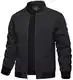 TACVASEN Leichte Sommerjacke Herren Bomber Blouson Dünne Sport Jacket Übergangsjacke Frühling Herbst mit Innentasche (M, Schwarz)