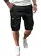 JMIERR Kurze Hosen Herren Baumwolle Cargo Shorts Herren Sommer Freizeithose mit Taschen Schwarz M