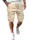 JMIERR Cargo Shorts Herren Baumwolle Kurze Hosen Herren Elastische Taille mit Taschen Apricot 2XL