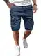 JMIERR Kurze Hosen Herren Baumwolle Cargo Shorts Herren Sommer Freizeithose mit Taschen Blau M