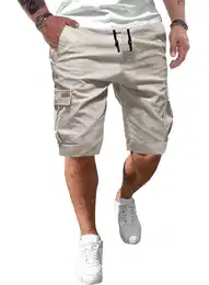 Kurze Hosen Herren Baumwolle Cargo Shorts Herren Sommer Freizeithose mit Taschen Grau M
