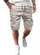 JMIERR Kurze Hosen Herren Baumwolle Cargo Shorts Herren Sommer Freizeithose mit Taschen Grau M