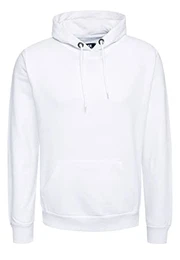 Kapuzenpullover Herren Sweatshirt mit Kapuze Basic Regular Fit Stretch Baumwoll Pullover Hoodie Sweater 161, Größe S-6XL:M, Farbe:Weiß