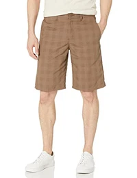 Herren Flex Regular Fit Plaid Flat Front 11in Lässige Shorts, Pilz, 52