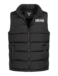 Tjörn Unisex Steppweste mit Stehkragen und durchgehendem Reißverschluss, Seitentaschen und Innentasche, Unisex für Damen und Herren in 8 Farben (as3, alpha, m, regular, regular, schwarz)