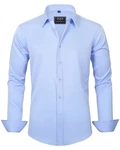 J.VER Herren Hemd Unifarben Stretch Langarm Regular Fit Businesshemd Hellblau