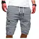 EMATOP Herren Baumwolle Cargo Shorts Sommer Kurze Hosen Vintage Einfarbig Freizeithose mit Taschen Chino Hose Elastische Taille Cargohose Regulär Fit Locker Laufshorts Sporthose für Männer
