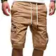 EMATOP Herren Cargo Shorts Baumwolle Kurze Hose Casual Einfarbig Cargohose Sommer Bermuda Short mit 6 Taschen Sommerhose Elastischer Bund Sporthose Regulär Fit Freizeithose Laufshorts Männer