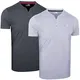 JRC 2er-Pack Herren-Henley-T-Shirts mit halben Ärmeln, leichte Henley-Oberteile für Fitnessstudio, Laufen und Freizeitausflüge (Heidegrau, Holzkohle, M)