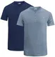 JRC 2er-Pack Herren-Henley-T-Shirts mit halben Ärmeln, leichte Henley-Oberteile für Fitnessstudio, Laufen und Freizeitausflüge (Marineblau, Steinblau, M)