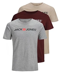 Herren JJECORP Logo Tee SS Crew Neck 3P, Crockery/1Crockery1LGM1PortRoy, XS