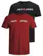 JACK & JONES Herren JJECORP Logo Tee SS Crew Neck, Black/2-PACK W. RED Dahlia/REG, M