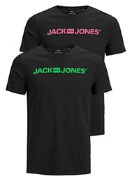Herren JJECORP Logo Tee SS Crew Neck, Black/2-PACK W. Black V1+V2/RE, XS