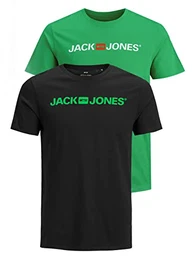 Herren JJECORP Logo Tee SS Crew Neck, Island Green/2-PACK W. Black V, XS