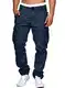 Meilicloth Herren Cargohose Baggy Stretch Chinohose Herren 100% Baumwolle Hose Herren Outdoorhose Cargo Hosen Männer Sporthose Casual Freizeithose Jogger Sweatpants mit Kordelzug Navy blau 32