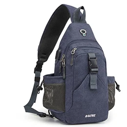 Canvas Brusttasche Schultertasche Sling Bag Herren Damen für Reise Wandern Laufen Klettern