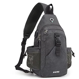 Canvas Brusttasche Schultertasche Sling Bag Herren Damen für Reise Wandern Laufen Klettern