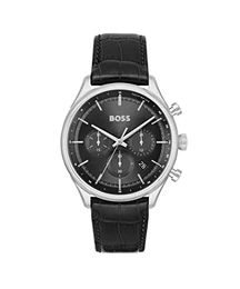 Chronograph Quarz Uhr für Herren mit Schwarzes Lederarmband - 1514049