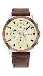 Multi Zifferblatt Quarz Uhr für Herren mit Braunes Lederarmband - 1792053