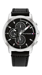 Multi Zifferblatt Quarz Uhr für Herren mit Schwarzes Lederarmband - 1792052