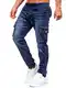 BOLF Herren Jeans Jogger Cargohose Denim Style Sweathose Jogg Used Look Jeanspants Destroyed Freizeit Casual Style Slim Fit Narrow Leg MP0108BS Dunkelblau M [6F6]