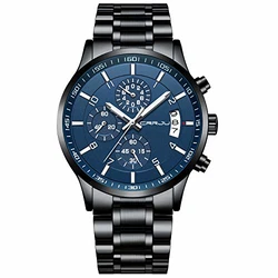 CRRJU Herren Uhr wasserdichte Chronographen Armbanduhr Edelstahlarmband Business Analog Quarzuhr mit Kalender 