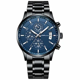 Herren Uhr wasserdichte Chronographen Armbanduhr Männer Edelstahlarmband Business Analog Quarzuhr mit Kalender