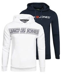 Herren Logo Sweat Hood Noos Kapuzenpullover 2er Pack, Navy Blazer/Logo 1 - White/Detail:Play-3, M