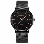CRRJU Herren Uhr Ultra Dünne Wasserdicht Armbanduhr Herren Mode mit Edelstahlband Mesh Analog Quarz Business Männer Uhren Schwarz/Rosegold