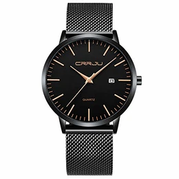 Herren Uhr Ultra Dünne Wasserdicht Armbanduhr Herren Mode mit Schwarz Edelstahlband Mesh Analog Quarz Business Männer Uhren (Schwarz Rosegold schwarz)