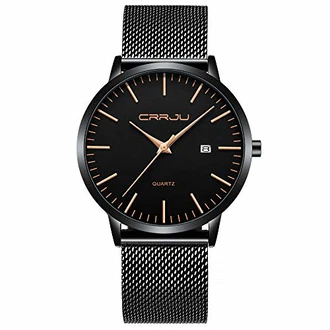CRRJU Herren Uhr Ultra Dünne Wasserdicht Armbanduhr Herren Mode mit Edelstahlband Mesh Analog Quarz Business Männer Uhren