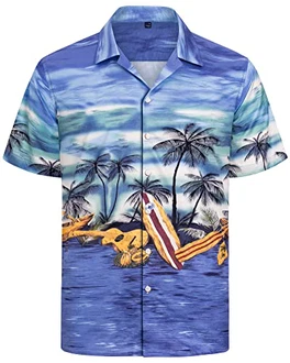 J.VER Herren Hawaiihemd Kurzarm Sommerhemd Casual Flamingo Floral Strandhemd Bügelfrei Button Down Faltenfrei Urlaub Shirt
