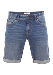 Herren Jeans Short Josh Regular Slim Fit Kurze Basic Stretch Shorts Baumwolle Bermuda Sommer Hose Denim Blau w32, Größe:W 32, Farbe:Clean Mid Stone Blue Denim (10113)