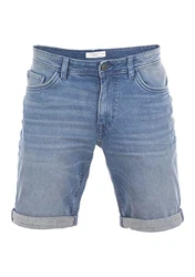 TOM TAILOR Herren Jeans Short Regular Slim Fit Josh Light Stone Blue Denim